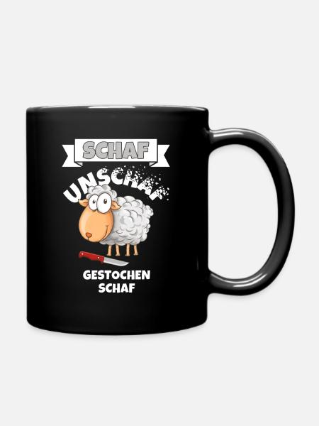 Schaf Unschaf Gestochen Schaf Wortspiel - Tasse einfarbig - Schwarz