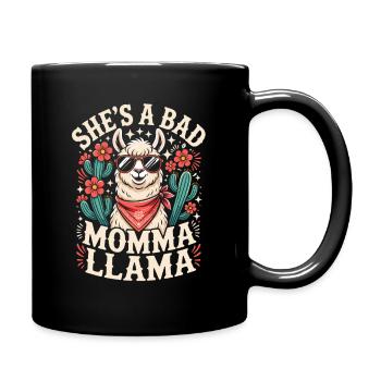 Sie ist eine Bad Momma Llama - Tasse einfarbig - Schwarz - Rechts