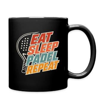 Essen, schlafen, Padel wiederholen, lustige Padelspieler-Sportarten - Tasse einfarbig - Schwarz - Rechts