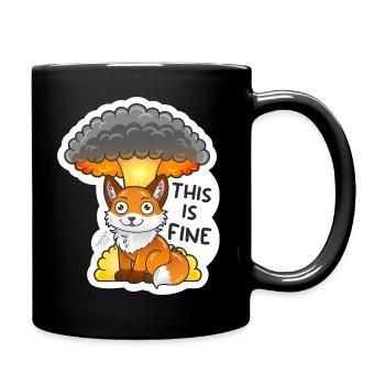 Fox, This is fine, Meme, Explosion - Full Colour Mug - black - Right