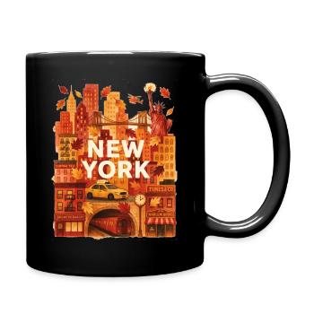 Herbst-NYC Skyline-Aquarell - Tasse einfarbig - Schwarz - Rechts