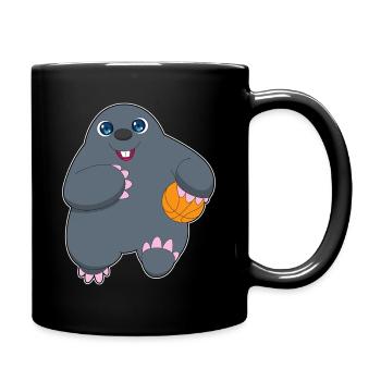 Maulwurf Basketballspieler Basketball - Tasse einfarbig - Schwarz - Rechts