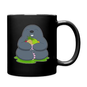 Maulwurf Obst - Tasse einfarbig - Schwarz - Rechts