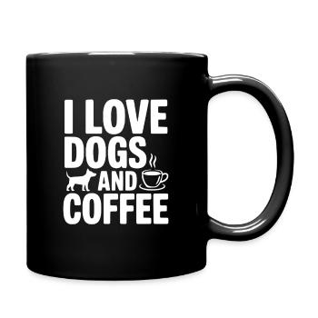 Ich liebe Hunde und Kaffee - Tasse einfarbig - Schwarz - Rechts