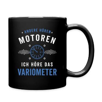 Ich höre das Variometer Segelflug - Tasse einfarbig - Schwarz - Rechts