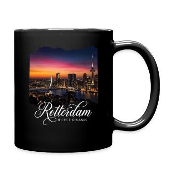 Rotterdam The Netherlands Skyline Abendlicht - Tasse einfarbig - Schwarz - Rechts