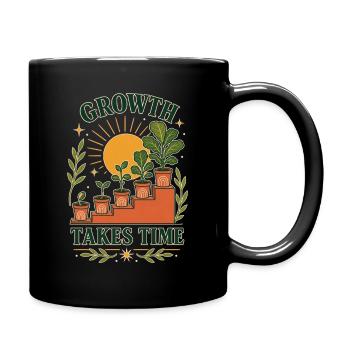 Growth Takes Time – Pflanzen Wachstum Retro - Tasse einfarbig - Schwarz - Rechts