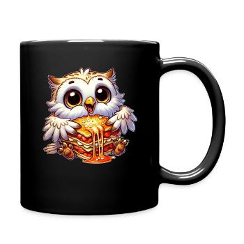 Weise Schneeeule Italienisch Lasagne - Tasse einfarbig - Schwarz - Rechts