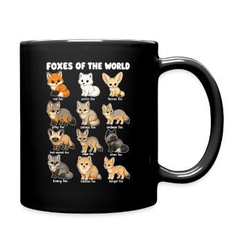  Füchse Der Welt Wildtierdiagramm Roter Polarfuchs - Tasse einfarbig - Schwarz - Rechts