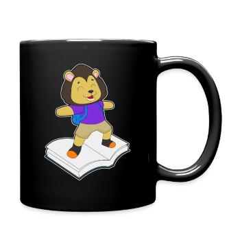 Löwe Buch - Tasse einfarbig - Schwarz - Rechts