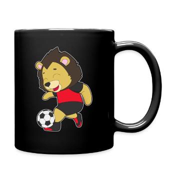 Löwe Fußballspieler Fußball - Tasse einfarbig - Schwarz - Rechts