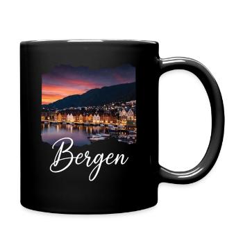 Soirée du port de Bergen - Mug uni - noir - Droite