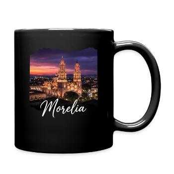 Morelia Nachtlicht Skyline - Tasse einfarbig - Schwarz - Rechts