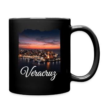 Veracruz Sonnenuntergang Hafenpanorama - Tasse einfarbig - Schwarz - Rechts