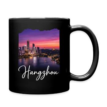 Hangzhou Evening Light Skyline Print - Full Colour Mug - black - Right