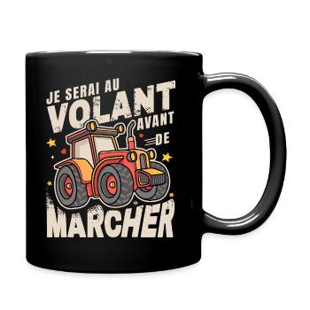Au Volant Avant de Marcher Bébé Tracteur - Mug uni - noir - Droite