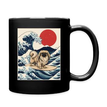 Pekingese Great Wave - Peke Dog Mom Dad Lap Dog - Full Colour Mug - black - Right