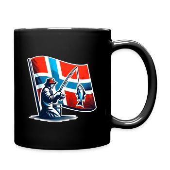 Norwegen Angler Motiv - Tasse einfarbig - Schwarz - Rechts