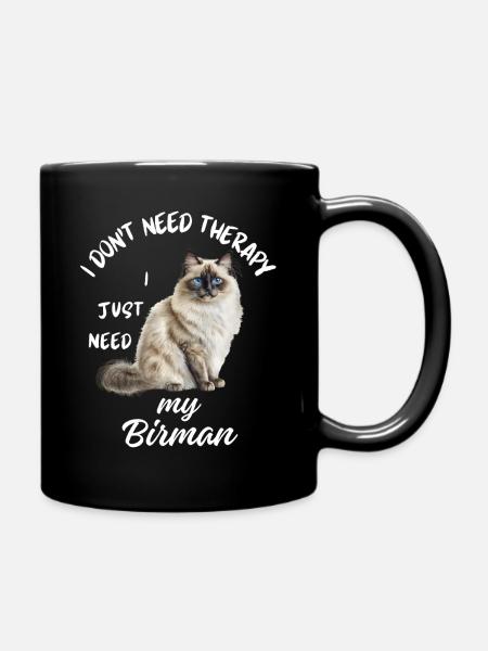 Birman Cat Therapy - Full Colour Mug - black