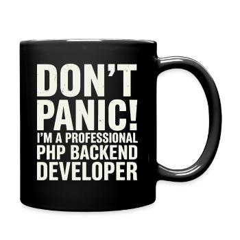 Don't Panic I'm A Professional PHP Backend - Full Colour Mug - black - Right
