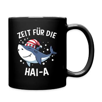 Zeit Für Die Hai A Hai Schlafen Lustiger Spruch - Tasse einfarbig - Schwarz - Rechts