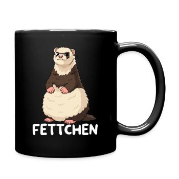 Fettchen Frettchen Lustiges Tiermotiv Comic Humor - Tasse einfarbig - Schwarz - Rechts