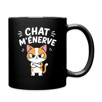 Chat énervé cartoon - Mug uni - noir - Droite