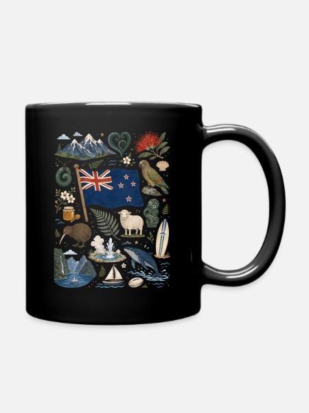 Neuseeland | Kiwi, Fjorde & Abenteuer - Tasse einfarbig - Schwarz