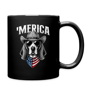 Merica Basset Hound - Patriotic Dog Mom Dad - Full Colour Mug - black - Right