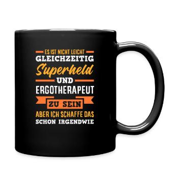 Superheld Ergotherapeut - Tasse einfarbig - Schwarz - Rechts
