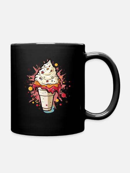 Eiscreme Becher - Tasse einfarbig - Schwarz