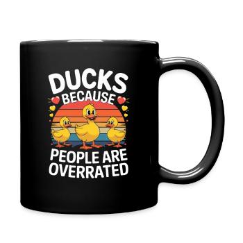 Ducks Because People Are Overrated Funny Ducks - Full Colour Mug - black - Right