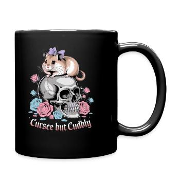 Curse But Cuddly Hamster On Skull - Full Colour Mug - black - Right
