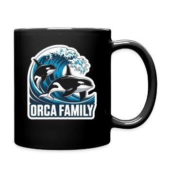 Orca Family Family Killer Whale Ocean Sea Whales - Full Colour Mug - black - Right