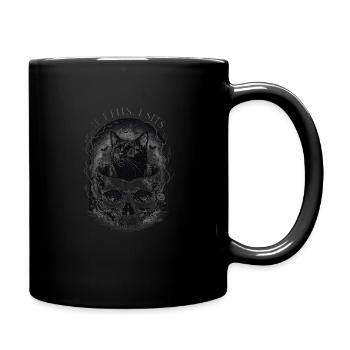 Gothic Skull Cat with Moon - Full Colour Mug - black - Right