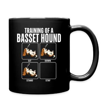 Humour sur l’entraînement des races de chiens Basset Hound - Mug uni - noir - Droite