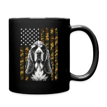Basset Hound Dog US Flag Camo - Full Colour Mug - black - Right