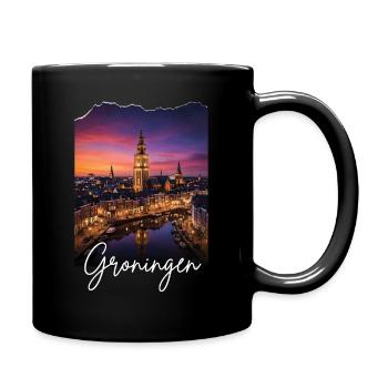 Groningen Abendmotive Skyline - Tasse einfarbig - Schwarz - Rechts