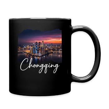 Chongqing Skyline Evening Light - Full Colour Mug - black - Right