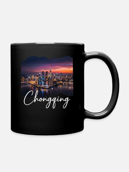 Chongqing Skyline Abendlicht - Tasse einfarbig - Schwarz