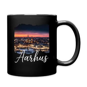 Aarhus Hafenpanorama Dämmerung - Tasse einfarbig - Schwarz - Rechts