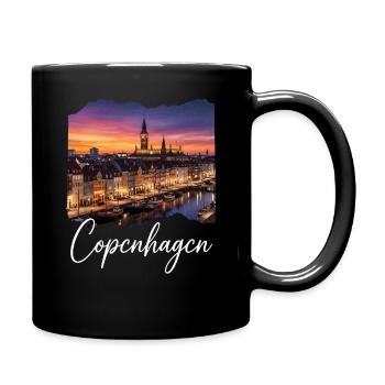 Copenhagen Evening Light Harbour Panorama - Full Colour Mug - black - Right