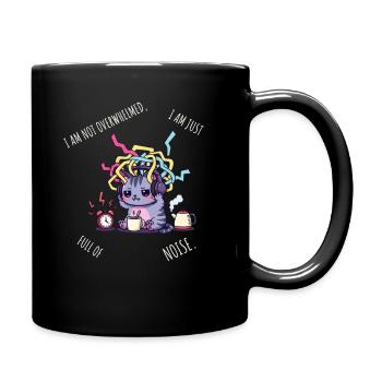 Full of Noise – Sensory Overload Cat - Full Colour Mug - black - Right