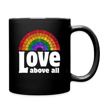 Love Above All | Rainbow Pride Design - Full Colour Mug - black - Right