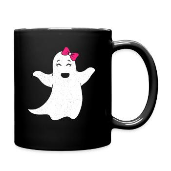 Ghost girl with pink bow - Full Colour Mug - black - Right