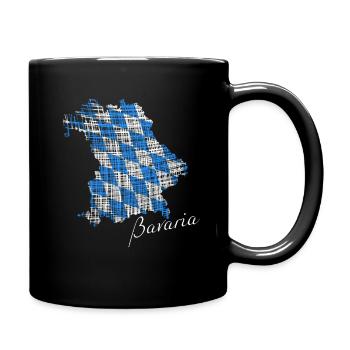 Bayern Bavaria Bayernkarte Blau Weiss Rauten - Tasse einfarbig - Schwarz - Rechts