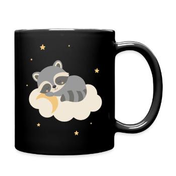 Cute raccoon sleeping on cloud - Full Colour Mug - black - Right