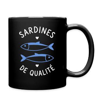 Quality Sardines – Blue Illustration - Full Colour Mug - black - Right