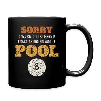 Thinking About Pool Funny - Full Colour Mug - black - Right
