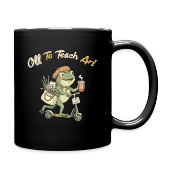 Art Frog Teacher on Scooter - Full Colour Mug - black - Right